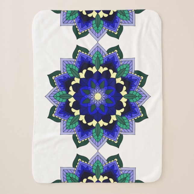 Mandala Pattern 02 in dark blue Sherpa Blanket (Front)