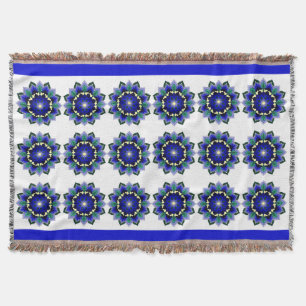 Mandala Pattern 02 in dark blue Throw Blanket