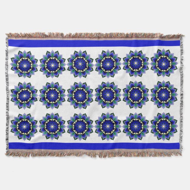 Mandala Pattern 02 in dark blue Throw Blanket (Front)