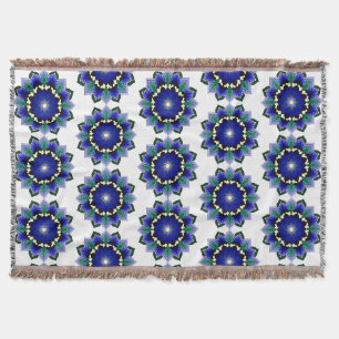 Mandala Pattern 02 in dark blue Throw Blanket