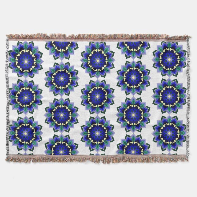 Mandala Pattern 02 in dark blue Throw Blanket (Front)