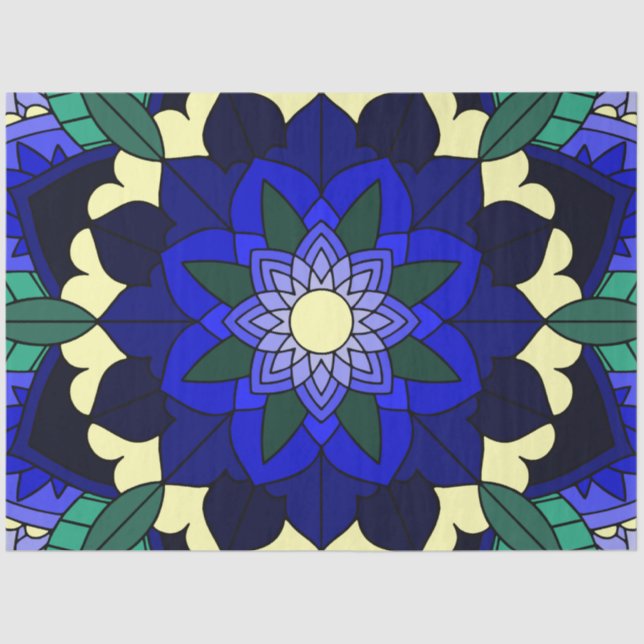 Mandala Pattern 02 in dark blue Tissue Paper (Front)
