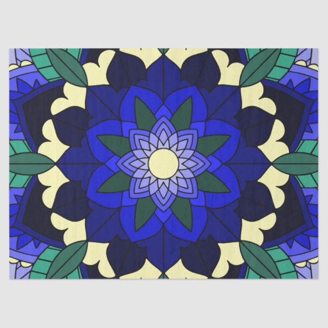 Mandala Pattern 02 in dark blue Tissue Paper (Front)