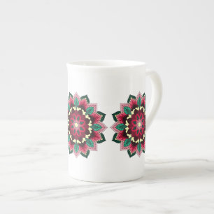 Mandala Pattern 02 in deep pink Bone China Mug