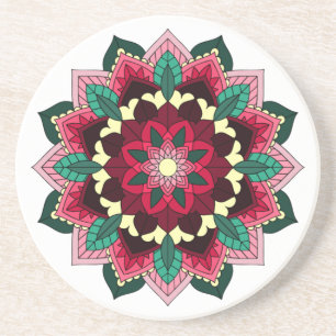 Mandala Pattern 02 in deep pink Coaster