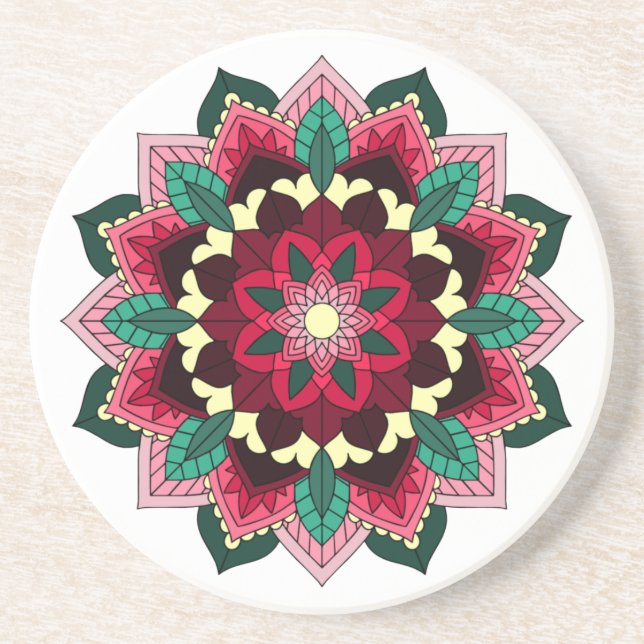 Mandala Pattern 02 in deep pink Coaster (Front)