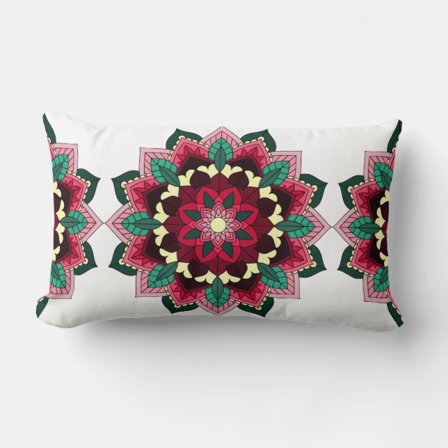 Mandala Pattern 02 in deep pink Lumbar Cushion (Front)