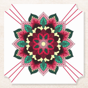 Mandala Pattern 02 in deep pink Paper Coaster