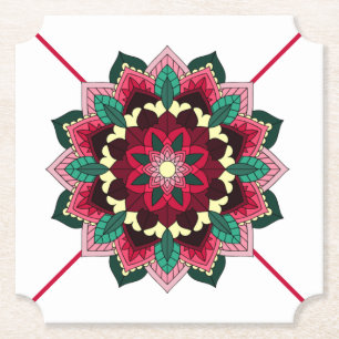 Mandala Pattern 02 in deep pink Paper Coaster