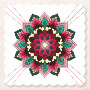 Mandala Pattern 02 in deep pink Paper Coaster