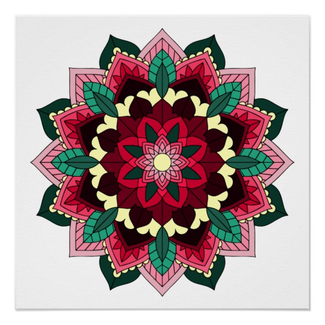 Mandala Pattern 02 in deep pink Poster (Front)