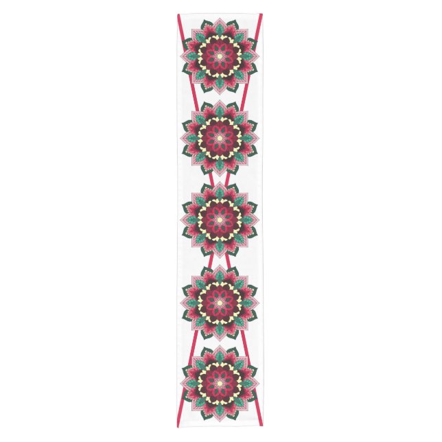 Mandala Pattern 02 in deep pink Short Table Runner (Front)