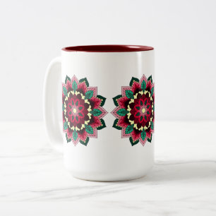 Mandala Pattern 02 in deep pink Two-Tone Coffee Mug