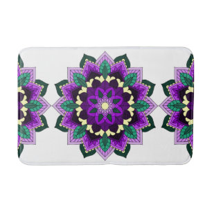 Mandala Pattern 02 in purple Bath Mat