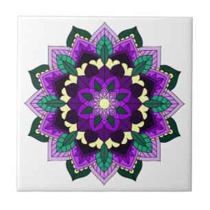 Mandala Pattern 02 in purple Ceramic Tile