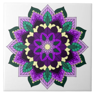 Mandala Pattern 02 in purple Ceramic Tile
