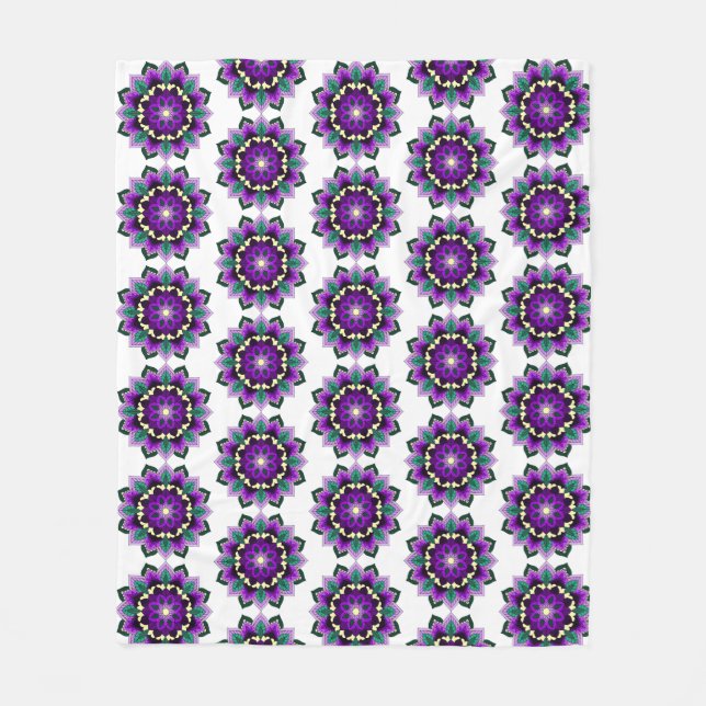 Mandala Pattern 02 in purple Fleece Blanket (Front)