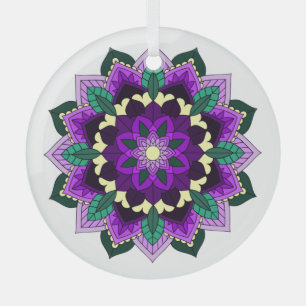 Mandala Pattern 02 in purple Glass Tree Decoration