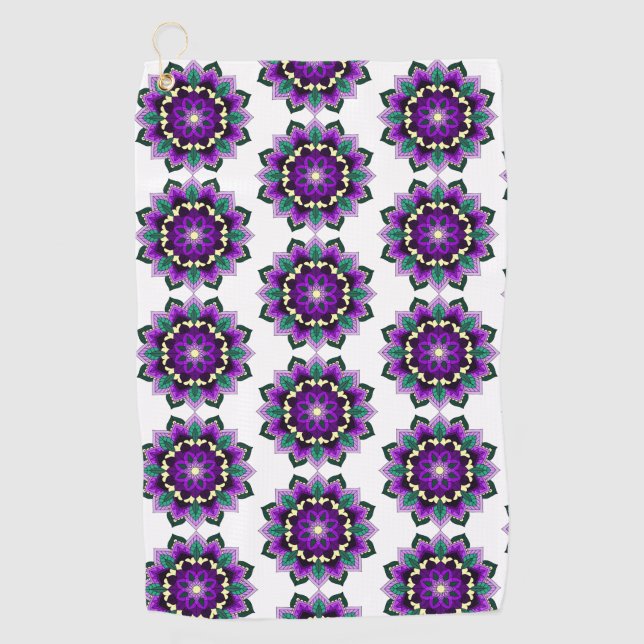 Mandala Pattern 02 in purple Golf Towel (Front)