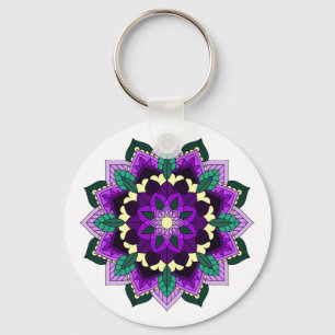 Mandala Pattern 02 in purple Key Ring