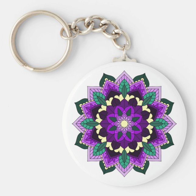 Mandala Pattern 02 in purple Key Ring (Front)