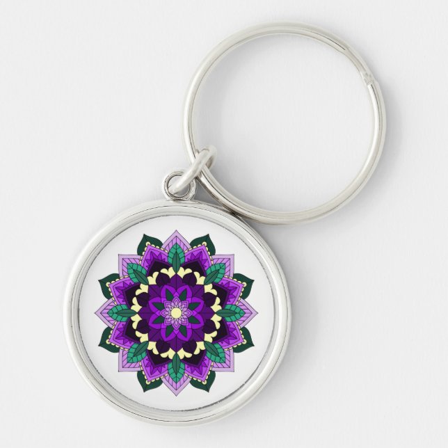 Mandala Pattern 02 in purple Key Ring (Front)