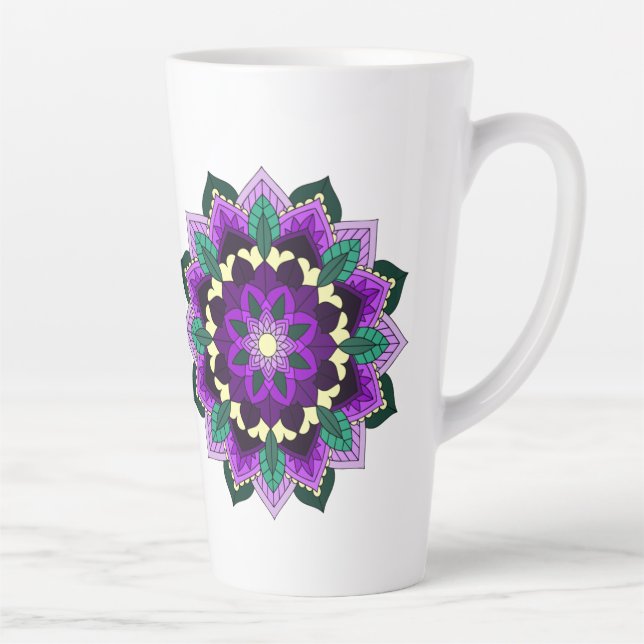 Mandala Pattern 02 in purple Latte Mug (Right)
