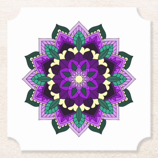 Mandala Pattern 02 in purple Paper Coaster (Front)