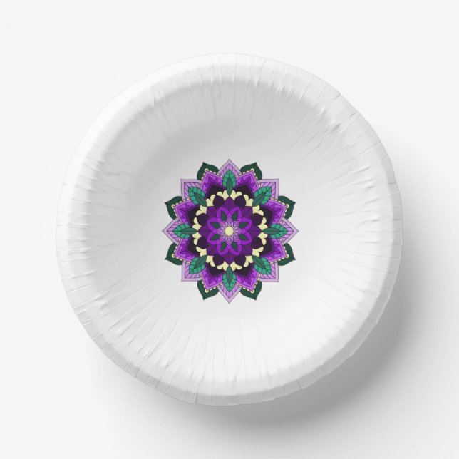 Mandala Pattern 02 in purple Paper Plate (Front)