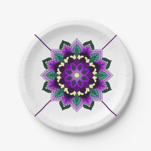 Mandala Pattern 02 in purple Paper Plate