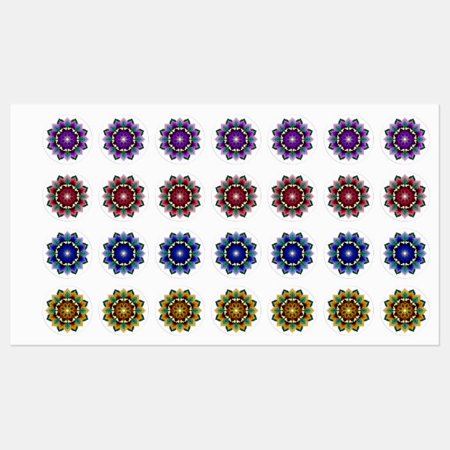 Mandala Pattern 02 in purple, pink, blue & yellow (Sheet)