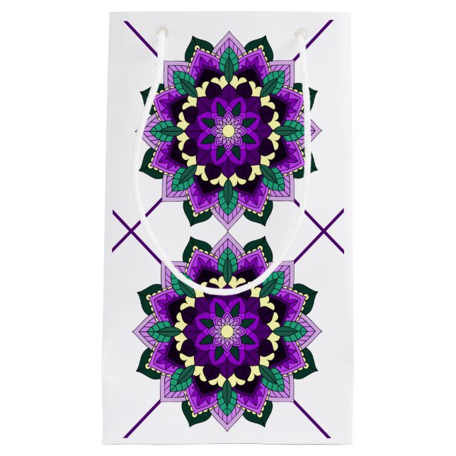 Mandala Pattern 02 in purple Small Gift Bag (Front)