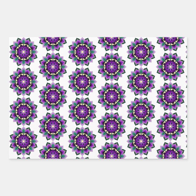 Mandala Pattern 02 in purple Wrapping Paper Sheet (Front)