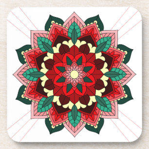 Mandala Pattern 02 in red Coaster
