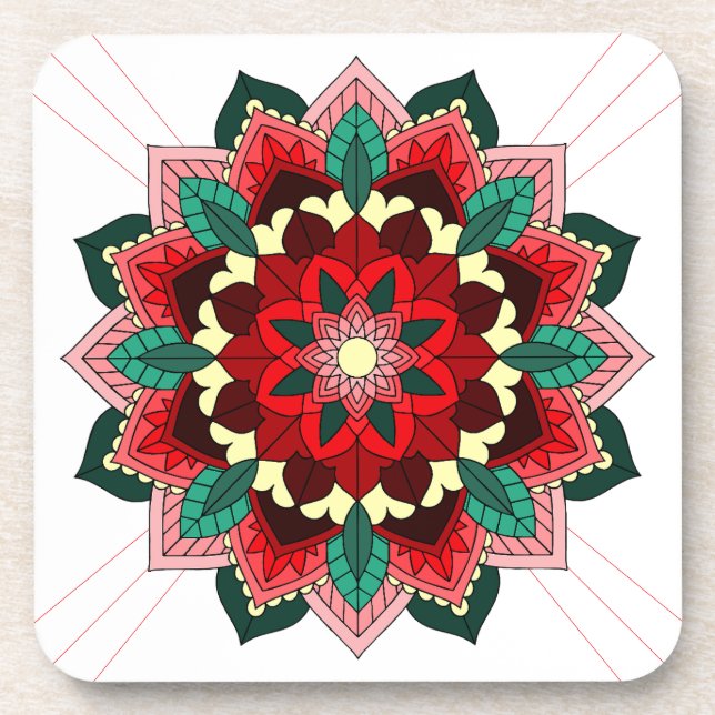 Mandala Pattern 02 in red Coaster (Front)