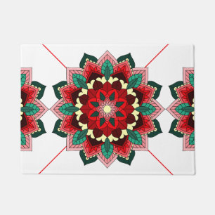 Mandala Pattern 02 in red Doormat