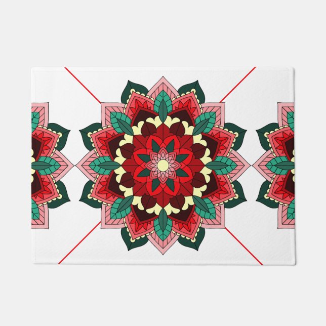 Mandala Pattern 02 in red Doormat (Front)