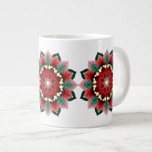Mandala Pattern 02 in red Large Coffee Mug