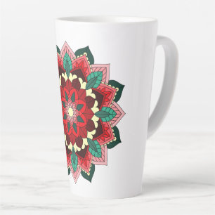 Mandala Pattern 02 in red Latte Mug