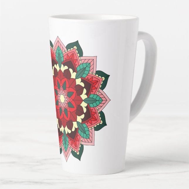 Mandala Pattern 02 in red Latte Mug (Right Angle)