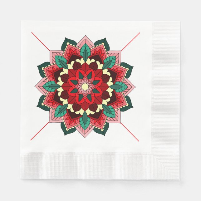 Mandala Pattern 02 in red Napkin (Front)