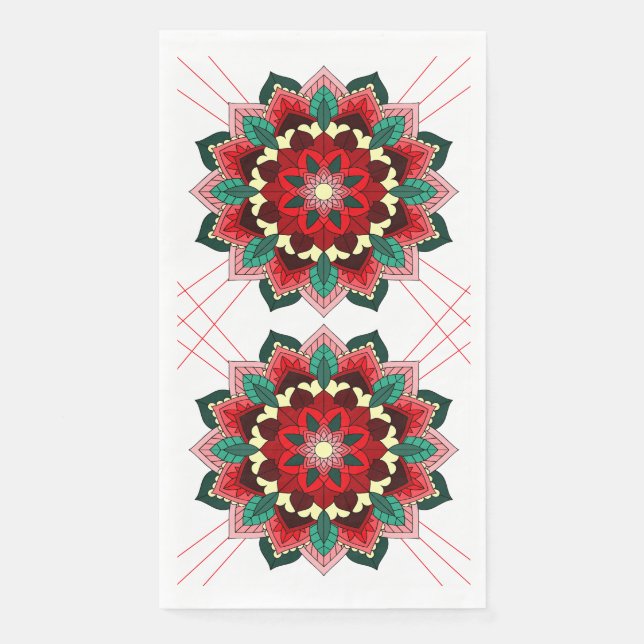 Mandala Pattern 02 in red Napkin (Front)