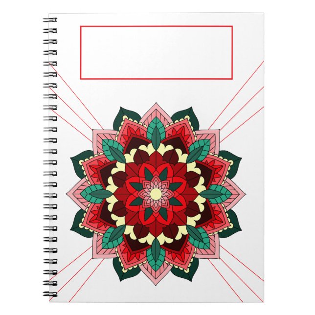 Mandala Pattern 02 in red Notebook (Front)