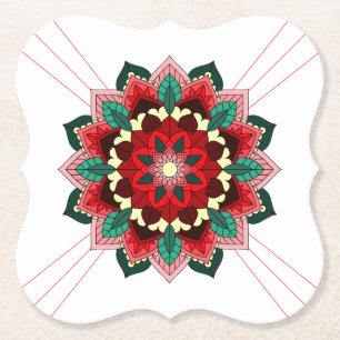 Mandala Pattern 02 in red Paper Coaster