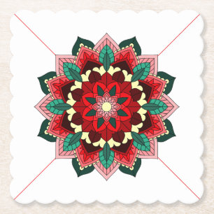 Mandala Pattern 02 in red Paper Coaster