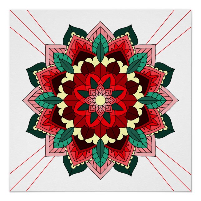 Mandala Pattern 02 in red Poster (Front)