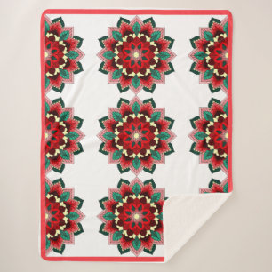 Mandala Pattern 02 in red Sherpa Blanket