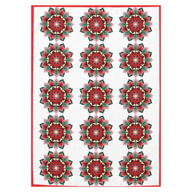 Mandala Pattern 02 in red Tablecloth (Front)