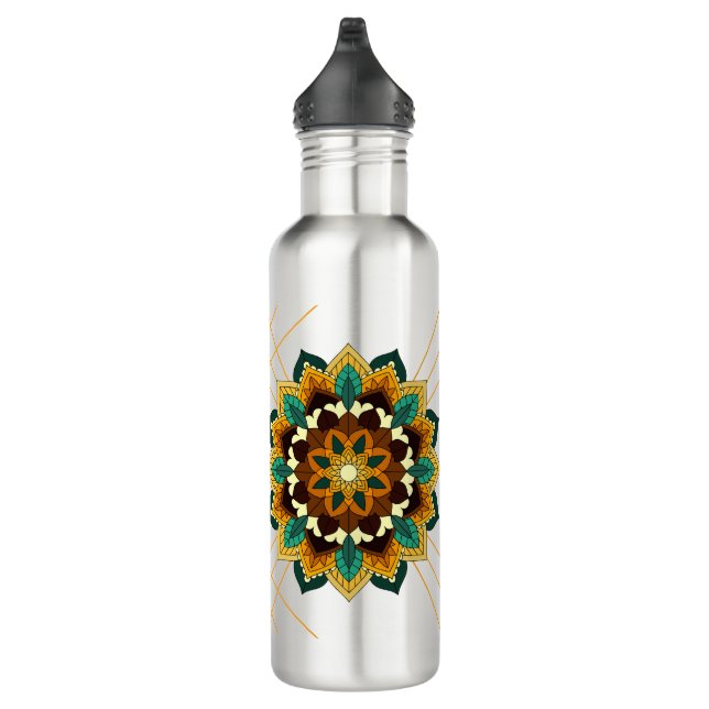 Mandala Pattern 02 in yellow & tan 710 Ml Water Bo Bottle (Right)