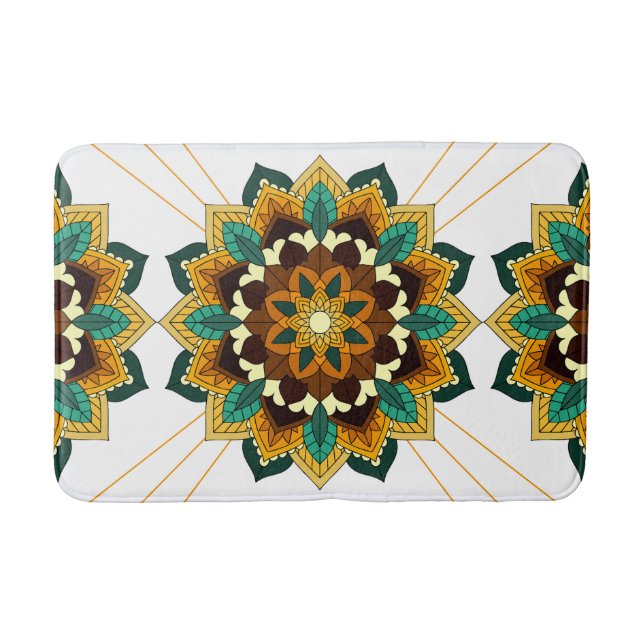 Mandala Pattern 02 in yellow & tan Bath Mat (Front)